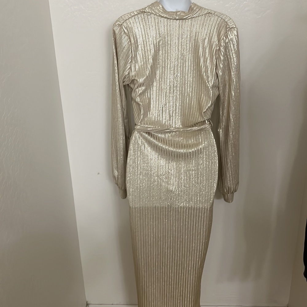 Gold Fitted Dress - Picture 4 of 5